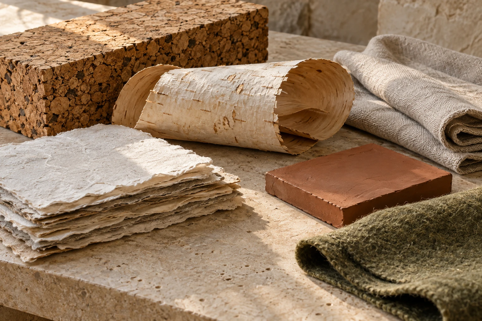 An original tactile arrangement of material samples